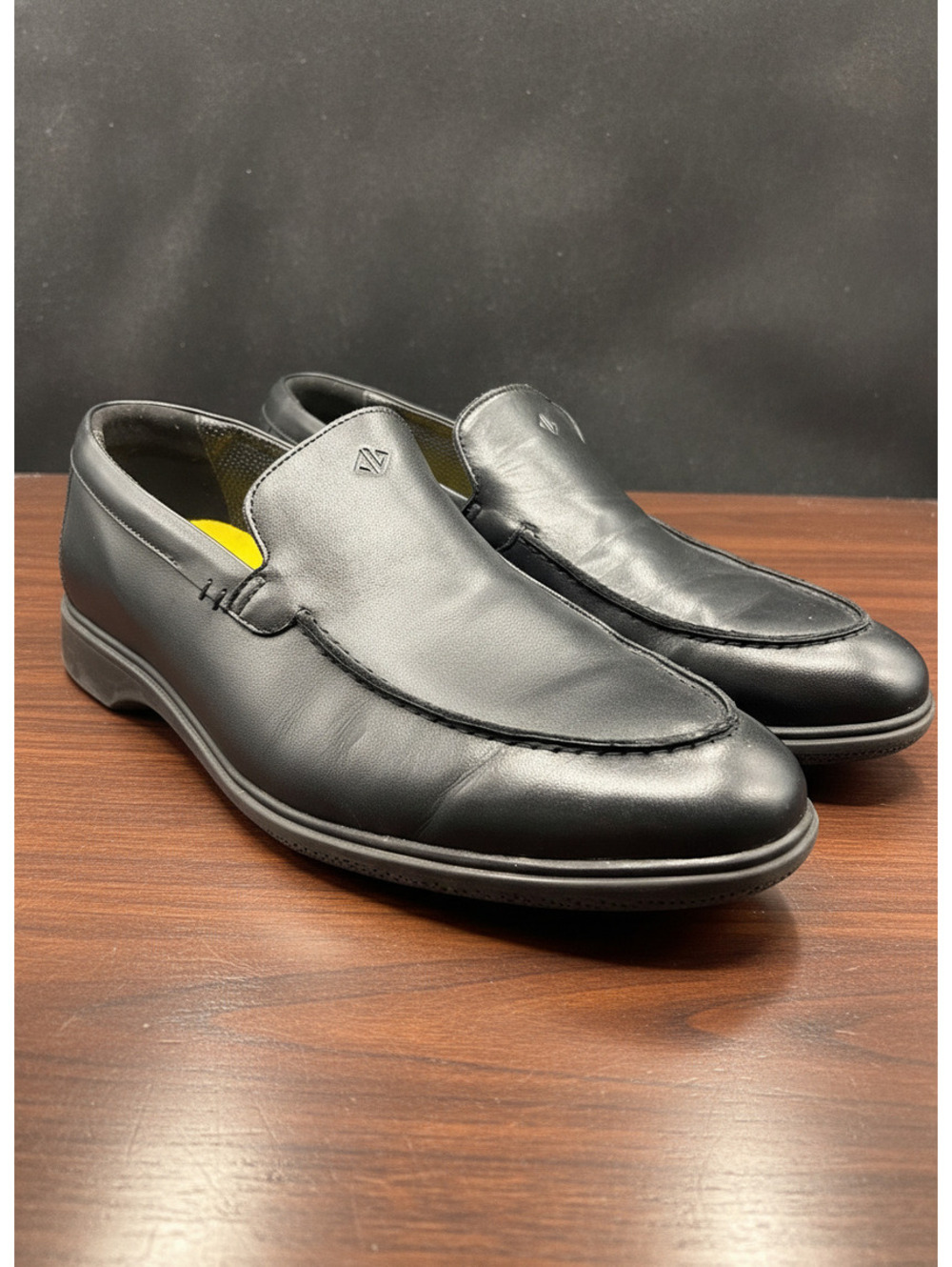 Amberjack Black Leather Slip On Loafers Mens Size 14 M Comfort Dress Shoes
